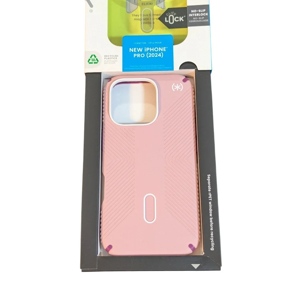 Y5N Speck Presidio2 Grip MagSafe W/ClickLock Case iPhone 16 Pro - Wednesday Pink